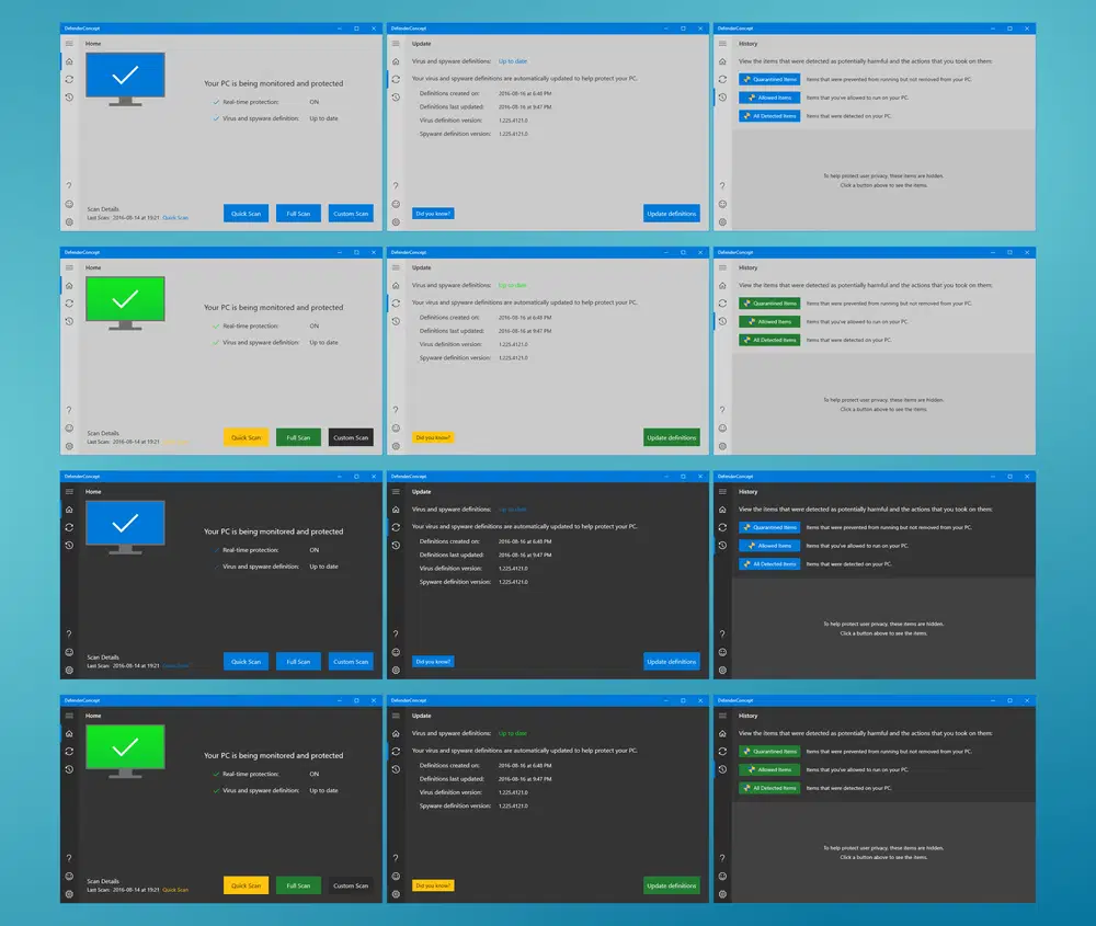 Приложение Windows 10 Defender Concept