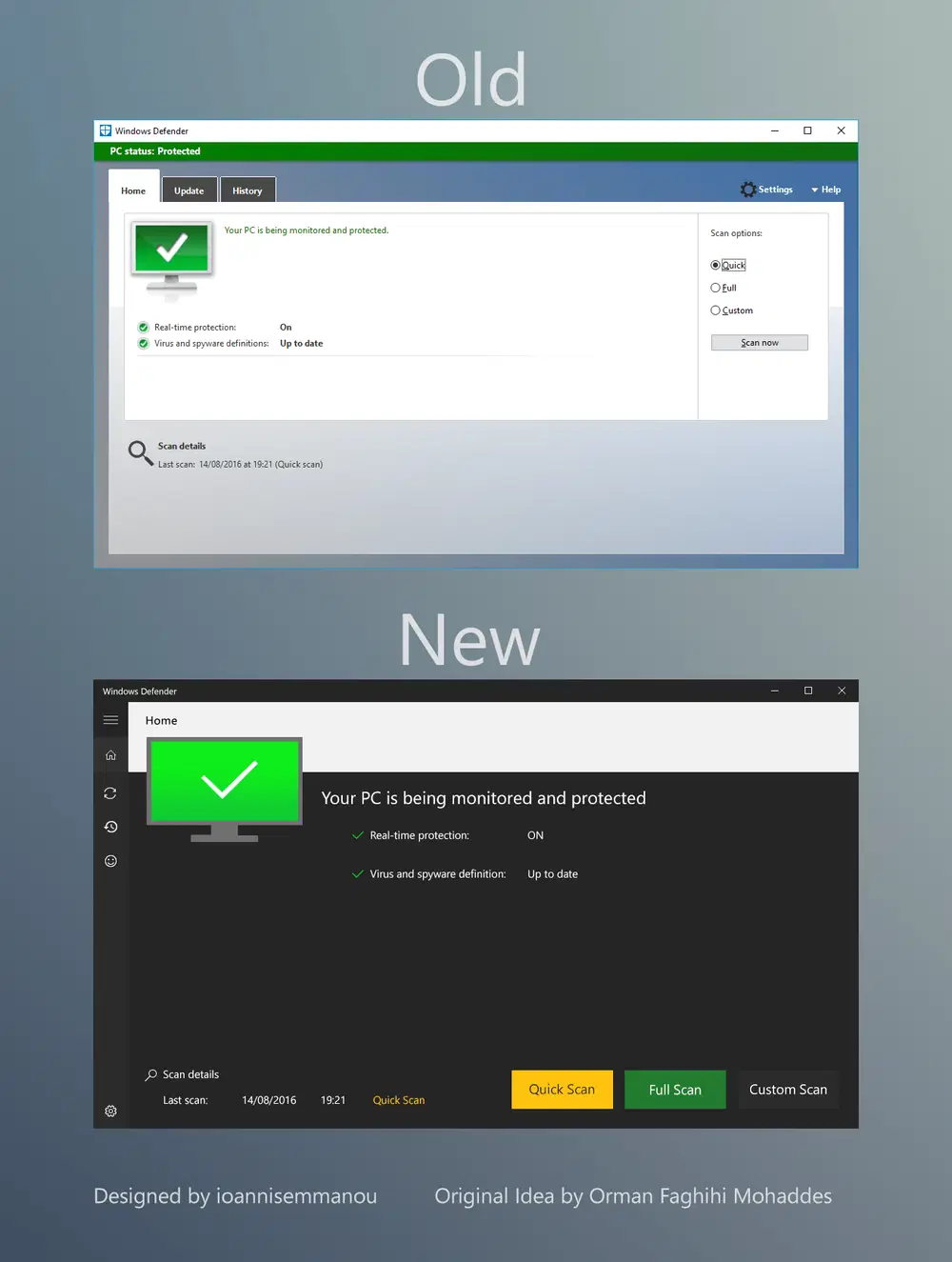 Защитник Windows 10. Концепты нового интерфейса