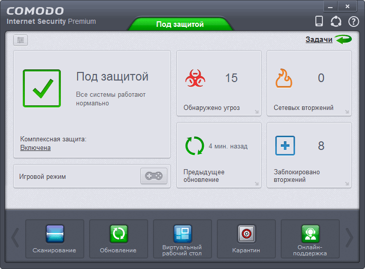 Обзор Comodo Internet Security Premium 7: Панель управления