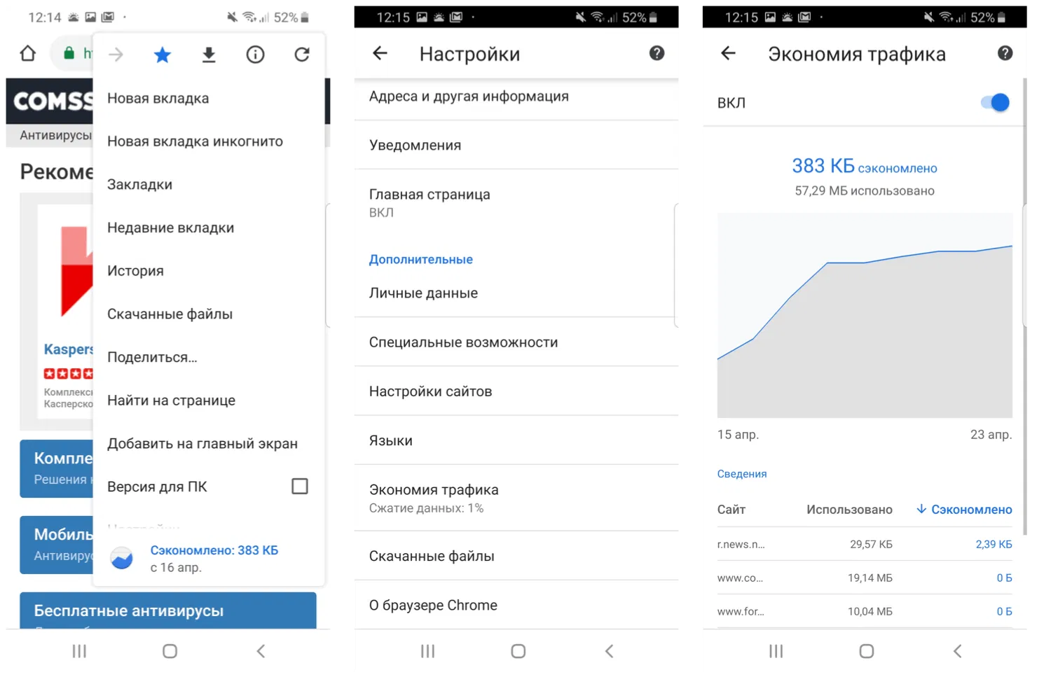 Экономия трафика в Chrome для Android
