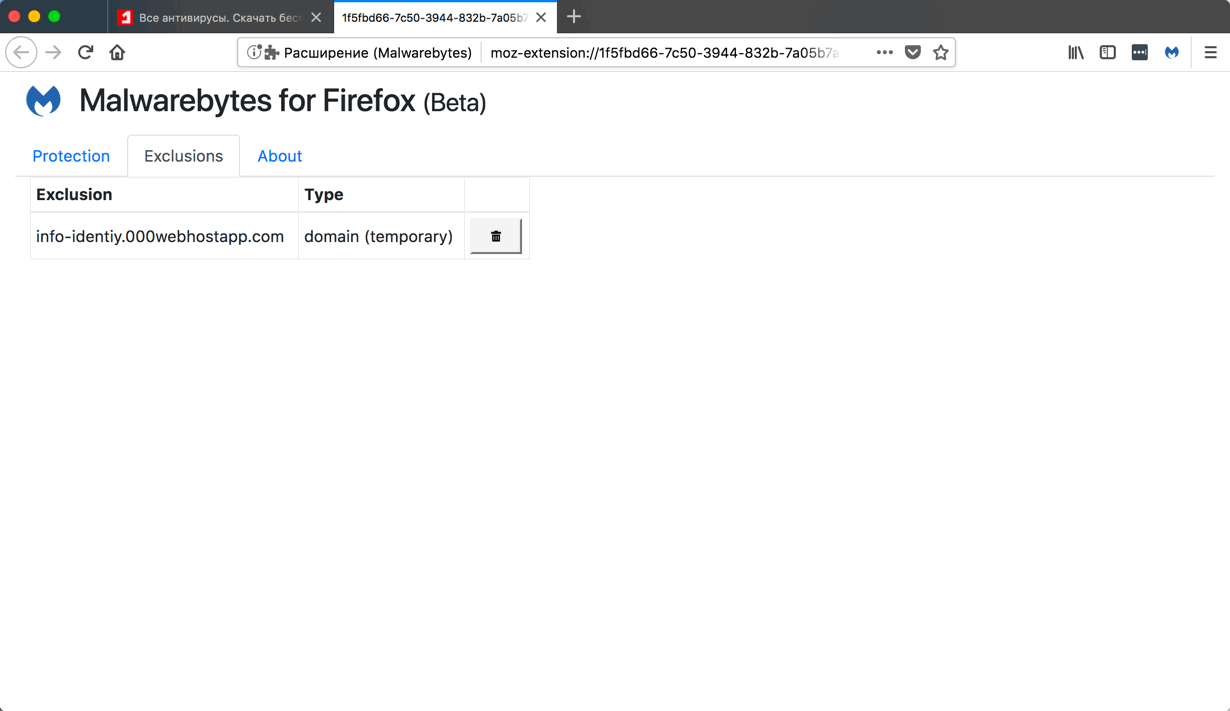 Malwarebytes ��� Firefox - ���������