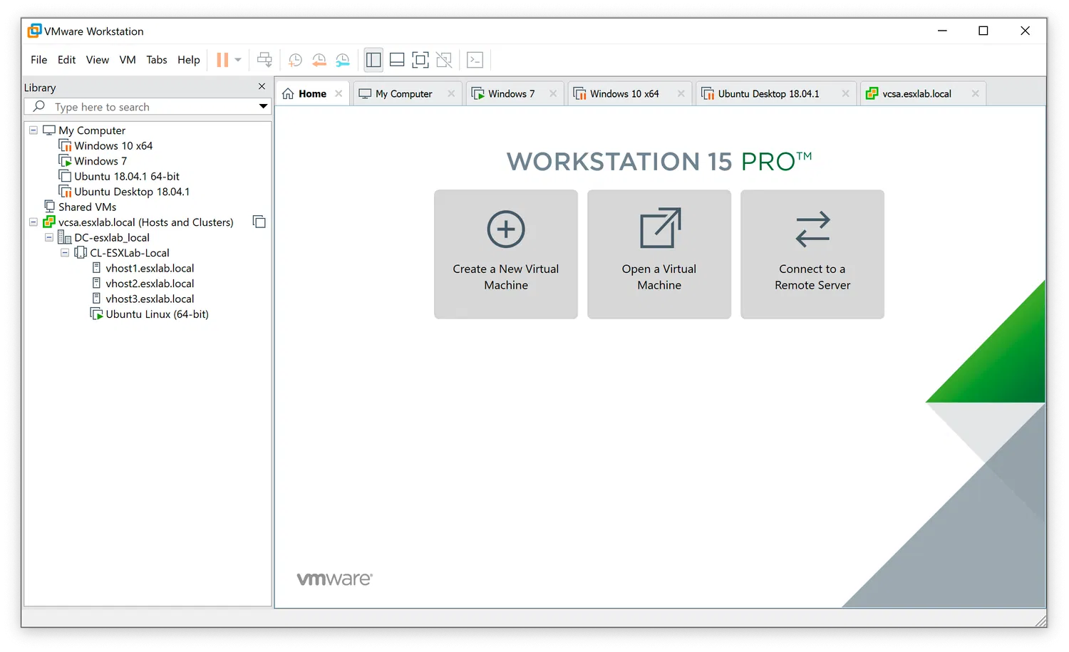 VMware Workstation 15 Pro: Обновленный интерфейс