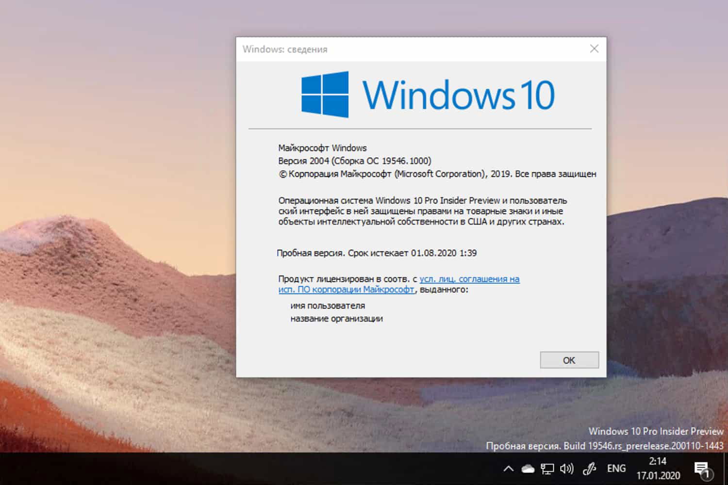Windows 10 Insider Preview build 19546.1000, ������ 2004