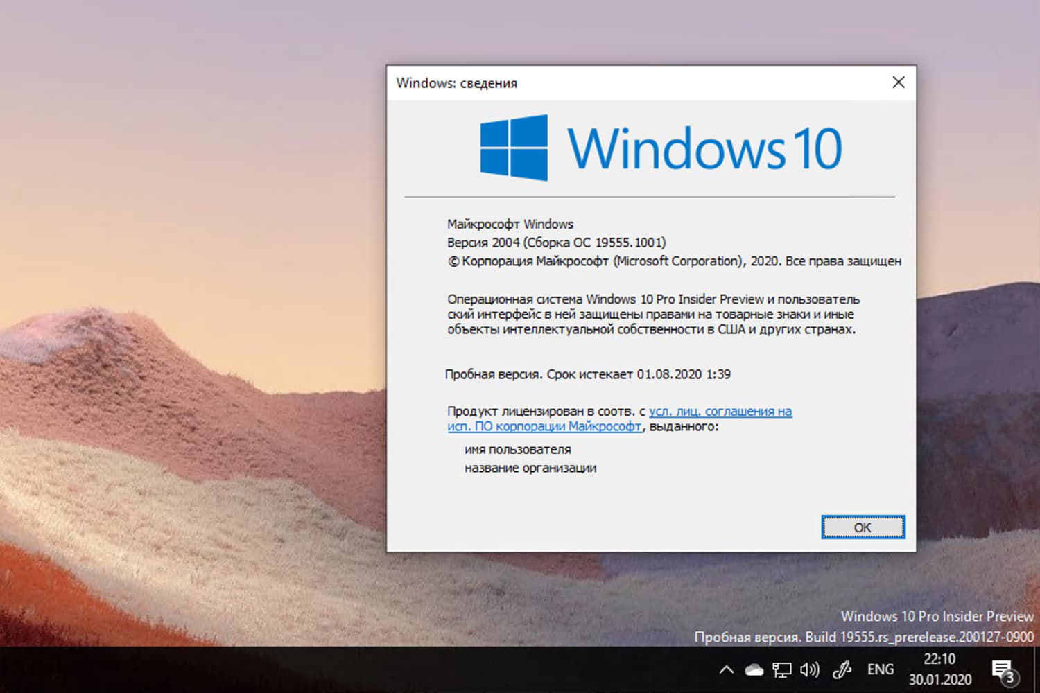 Windows 10 Insider Preview build 19555.1001, ������ 2004