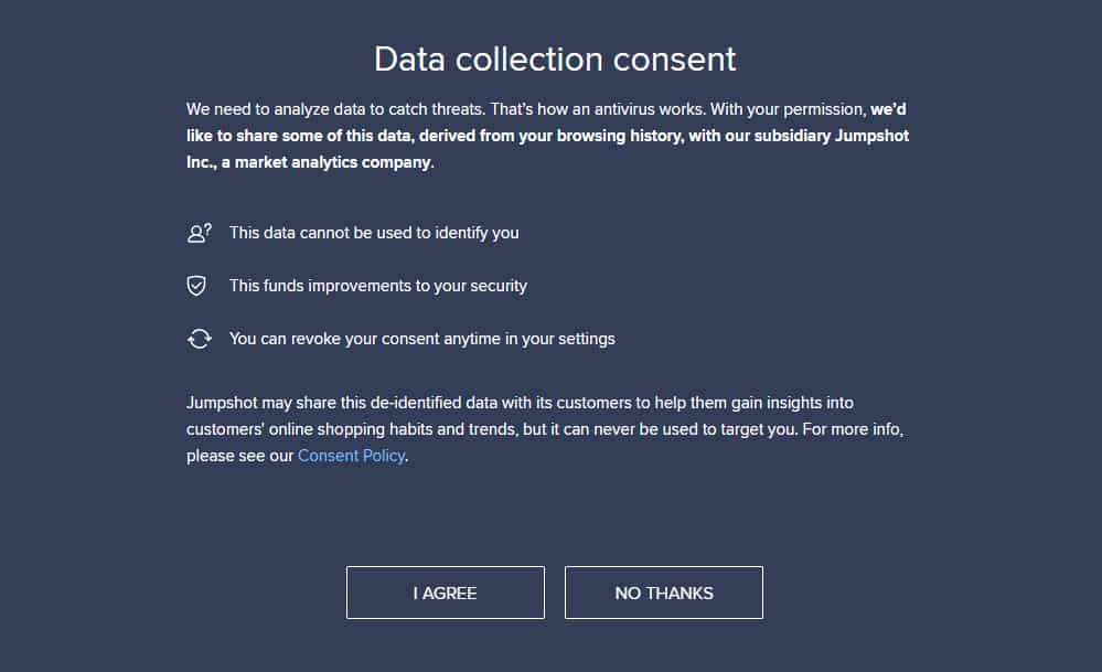 Avast Free Antivirus. Сбор данных