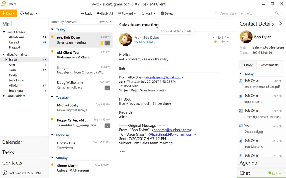 ������ �������� ������� ��� Windows 10: eM Client