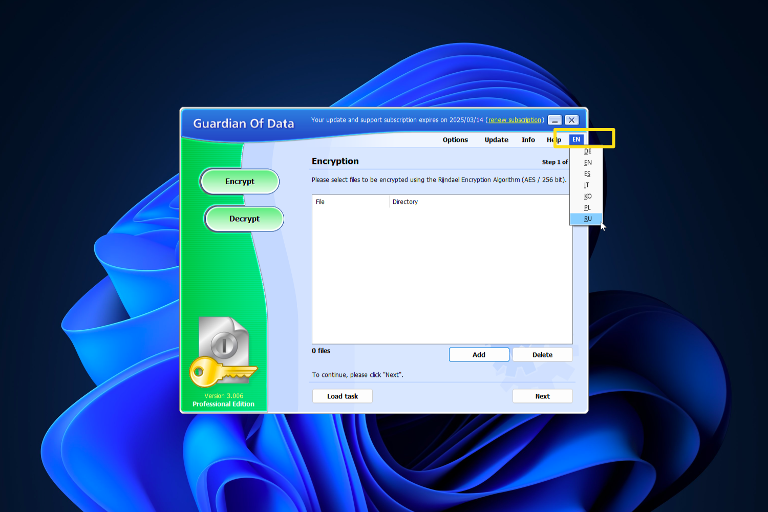 ���������� �������� ASCOMP Guardian Of Data Professional
