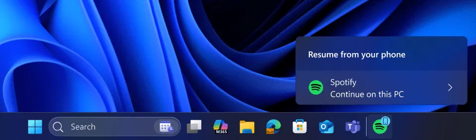 ����������� Windows 11 � ������������ ���������� ������ �� �� � ���� �����, ��� ������������ ����������� � ���������� �� Android-��������� (������� Cross-Device Resume)