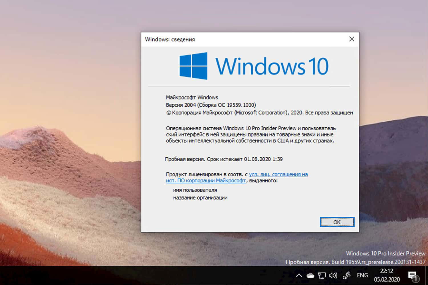 Windows 10 Insider Preview build 19559.1000, ������ 2004