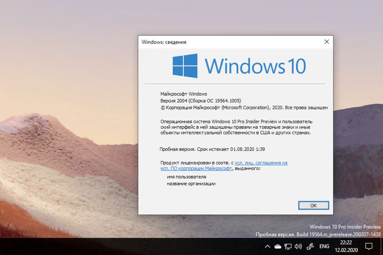Windows 10 Insider Preview build 19564.1005, ������ 2004
