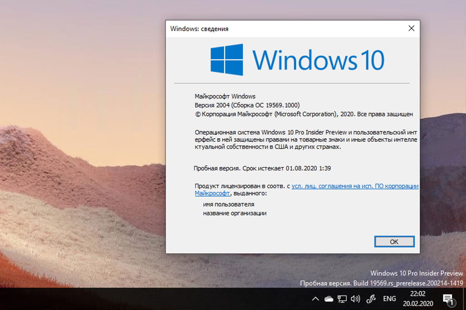 Windows 10 Insider Preview build 19569.1000, ������ 2004