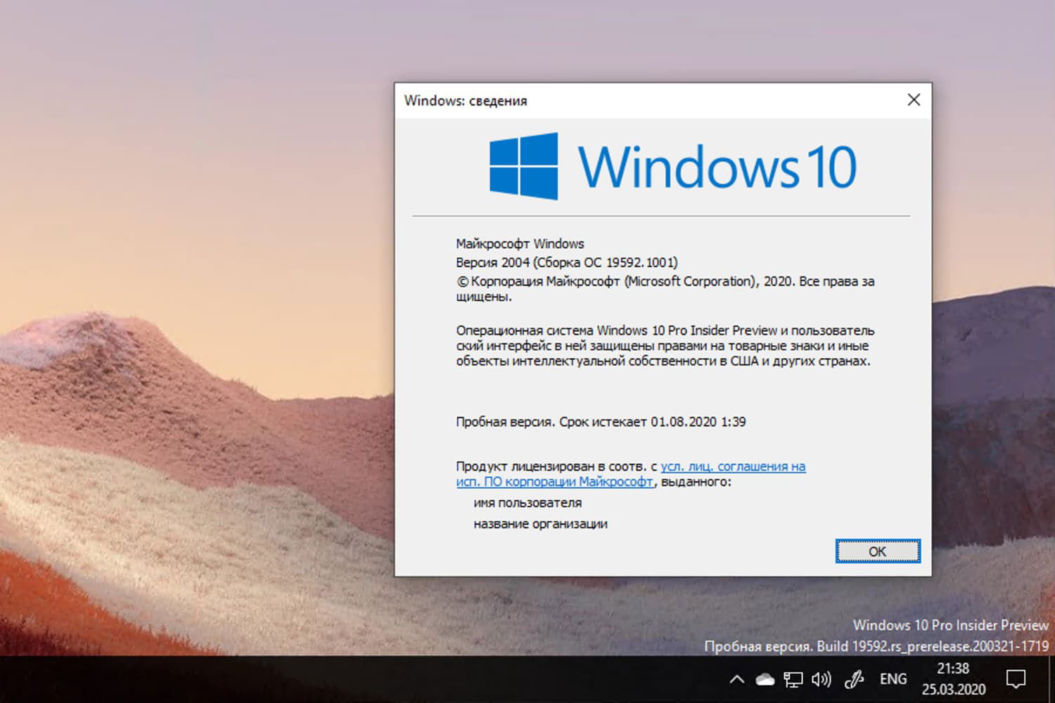 Windows 10 Insider Preview build 19592.1001, ������ 2004