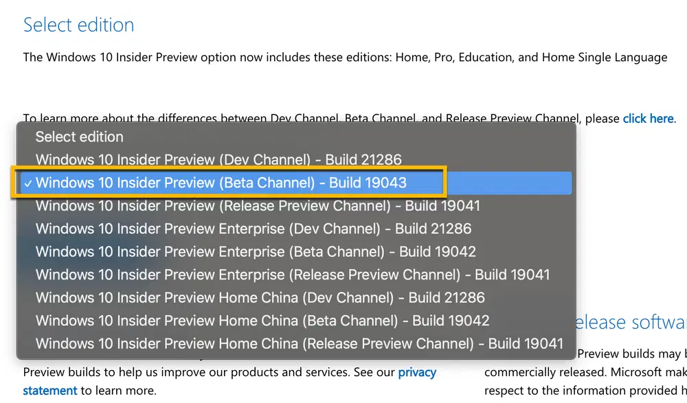 Windows 10 Insider Preview (Beta Channel) - Build 19043