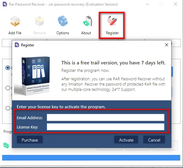 Бесплатная лицензия RAR Password Recover PRO
