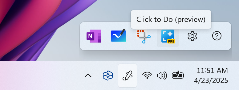 Click to Do в меню приложений пера.