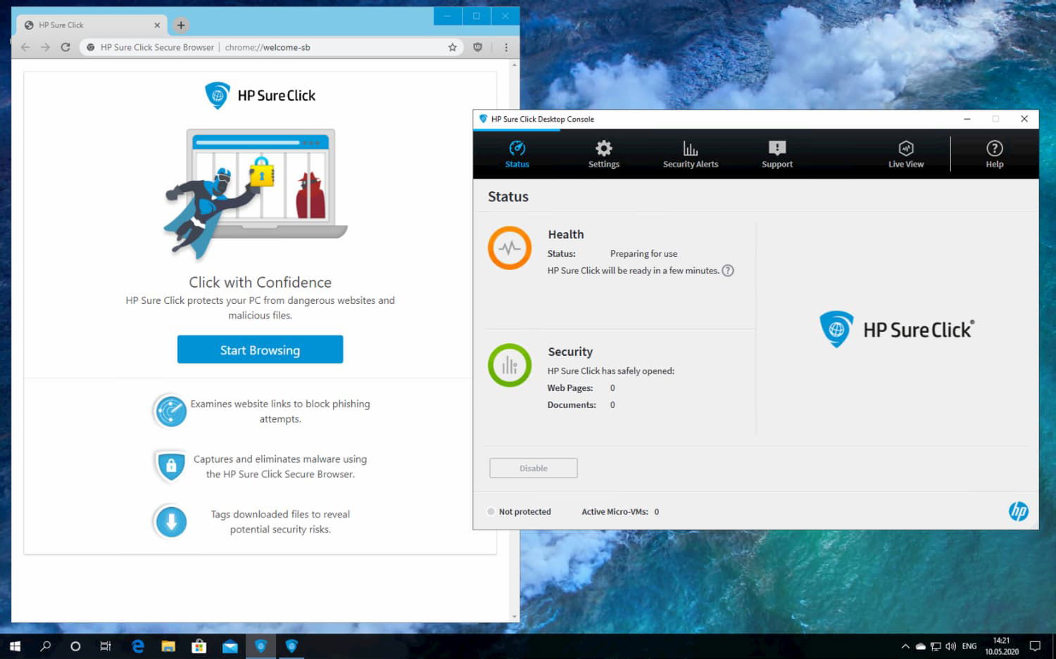 HP Sure Click Pro � ��������� �� 30 ��������