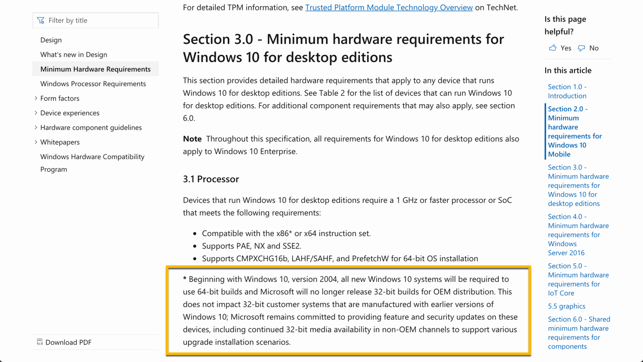 Минимальные требования Windows 10 May 2020 Update