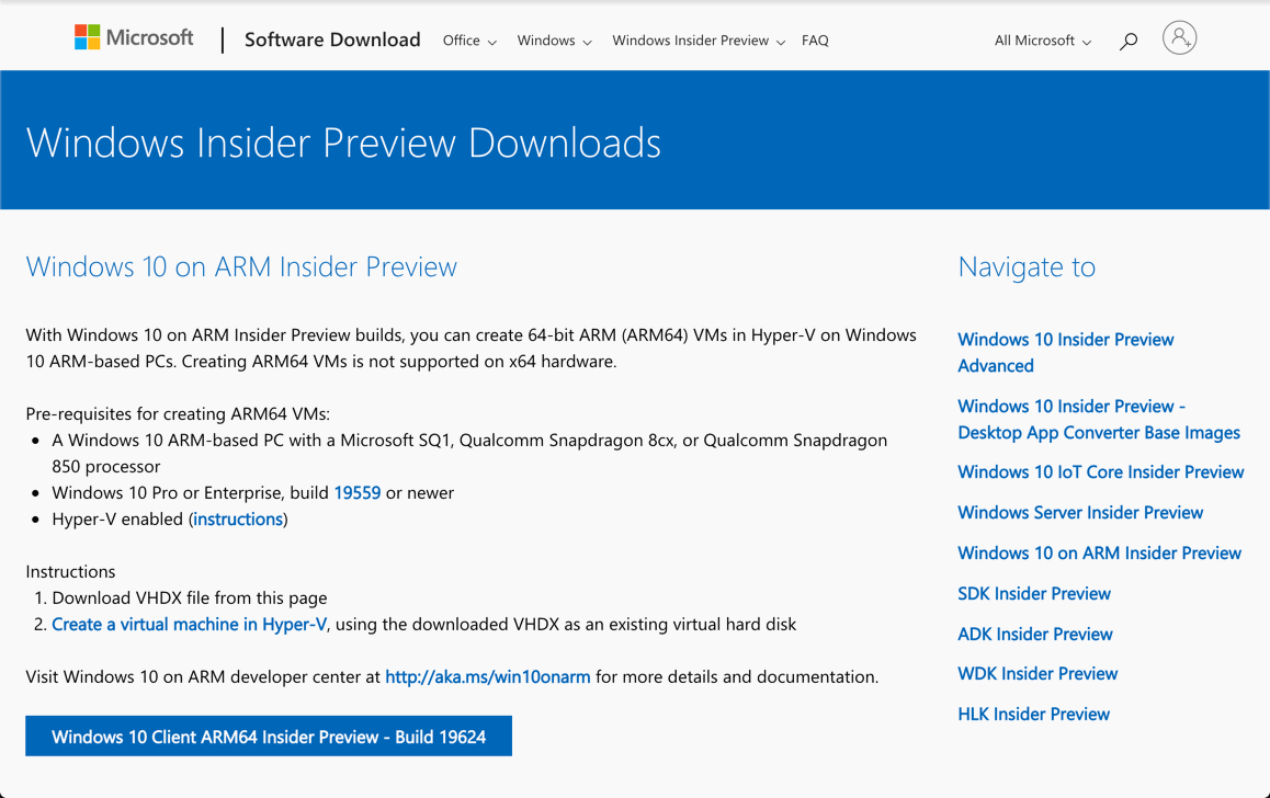 ARM64 VHDX �������� ��� ����������