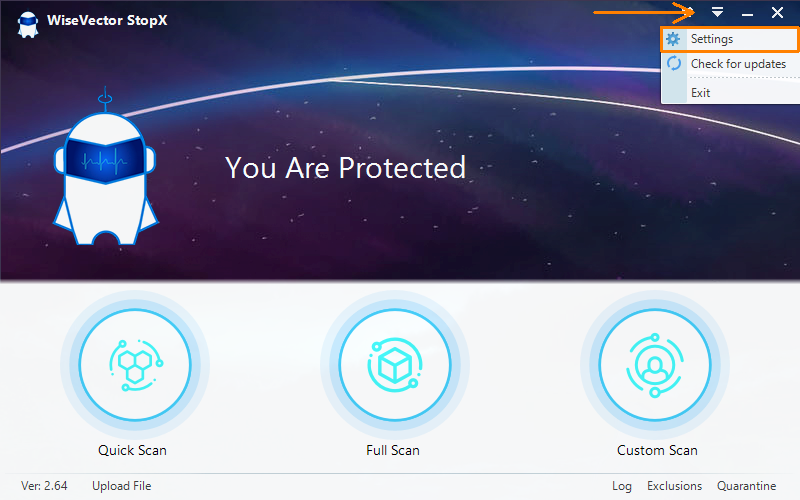 ��� �������� ���� ��� ����� � ���������� ���������� WiseVector StopX