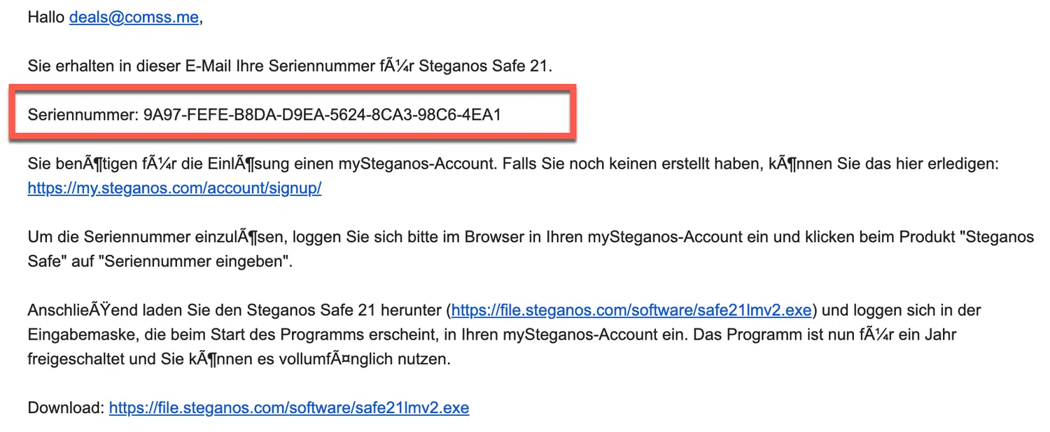 ���������� �������� Steganos Safe