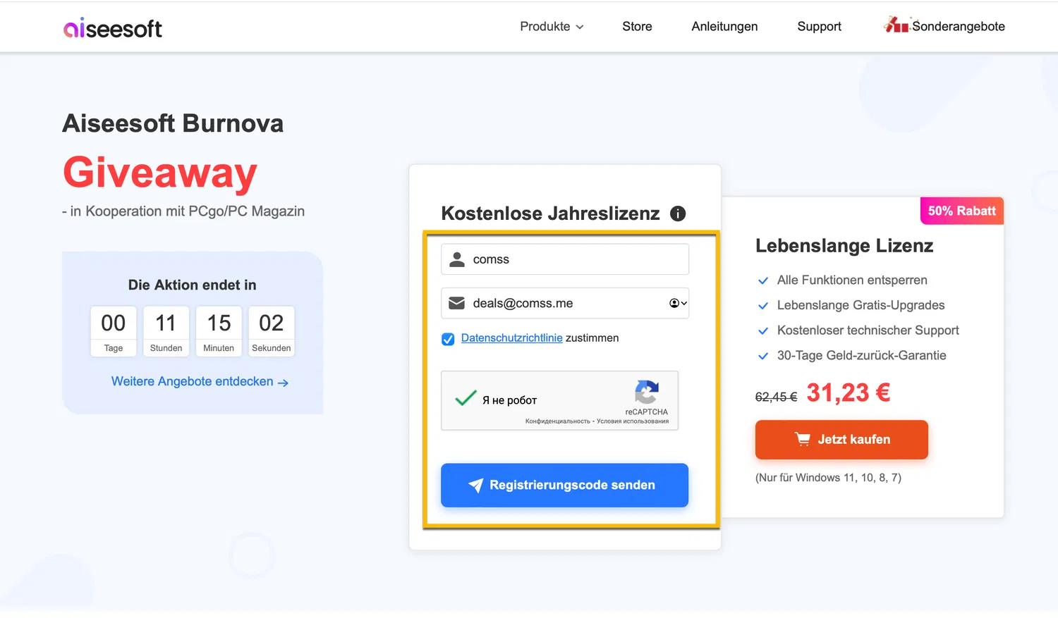Aiseesoft Burnova для Windows – бесплатная лицензия на 1 год