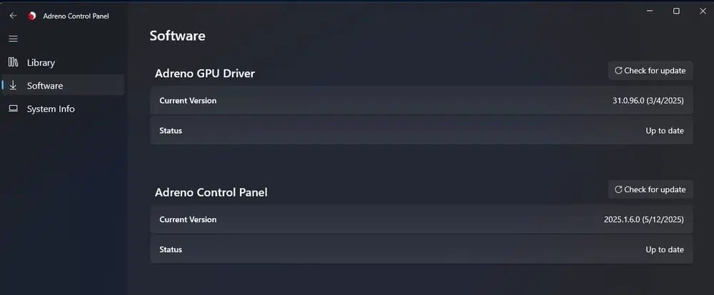Adreno Control panel driver update