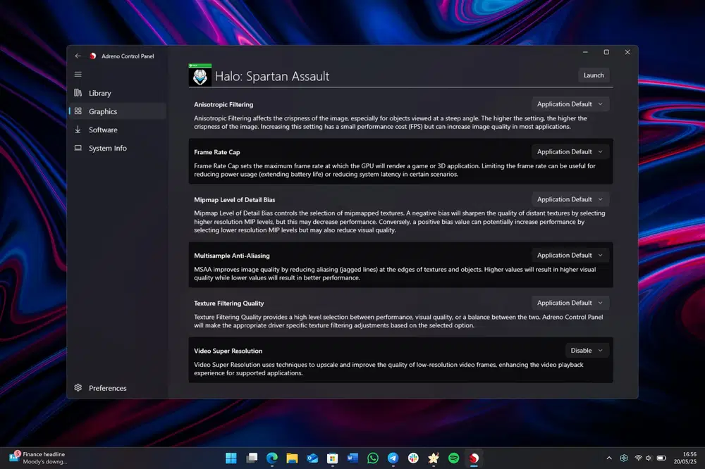 Adreno Control panel graphic profiles