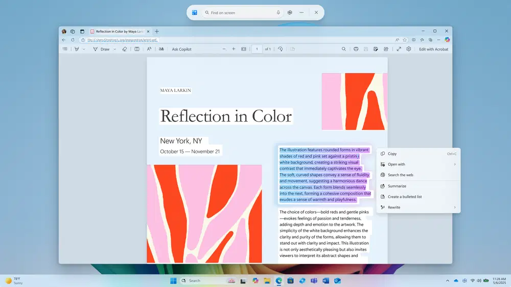 ���������������� �������� � ������� � Click to Do: ������������, �������� ������, ����������������.
