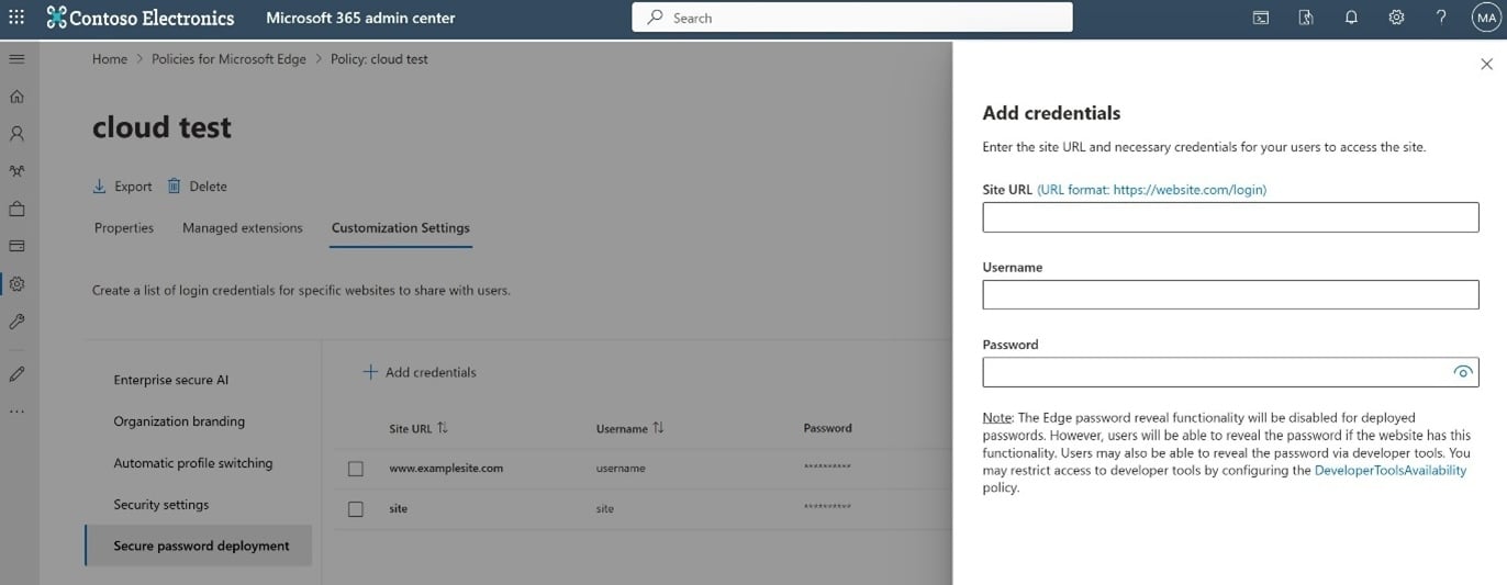 Secure password deployment in M365 admin cente