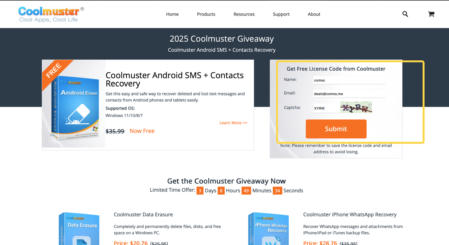 ���������� �������� Coolmuster Android SMS + Contacts Recovery ��� Windows
