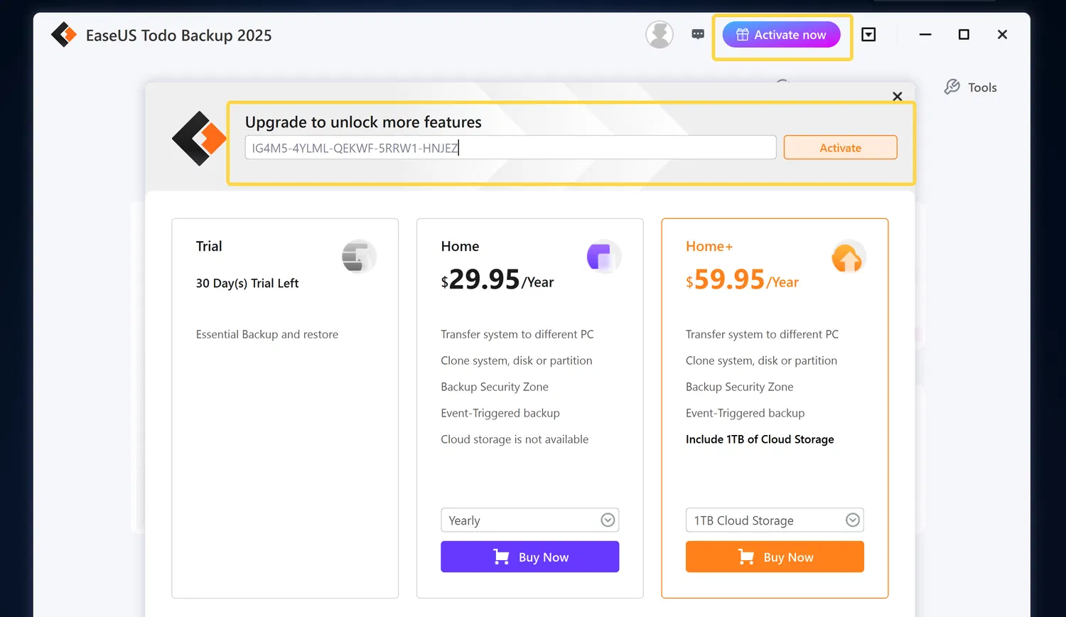 Бесплатная лицензия EaseUS Todo Backup Home