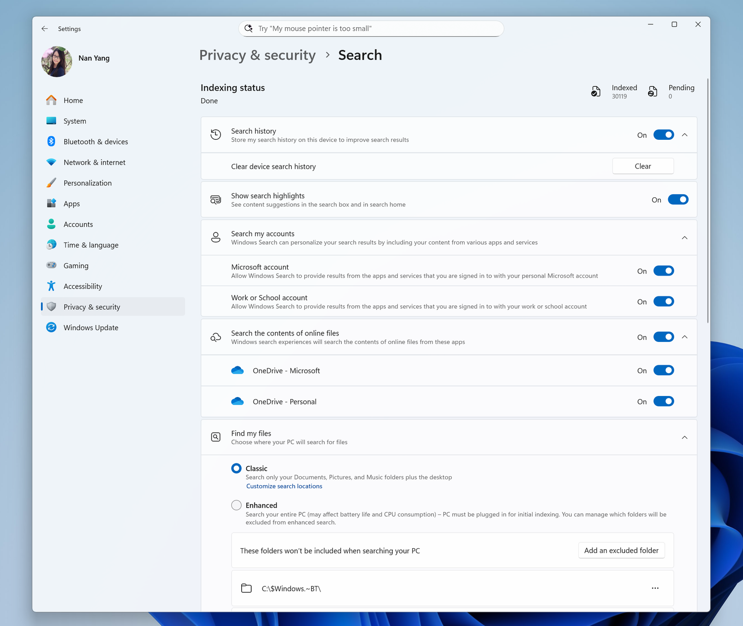 ���������� �������� ���������� ������ � Windows