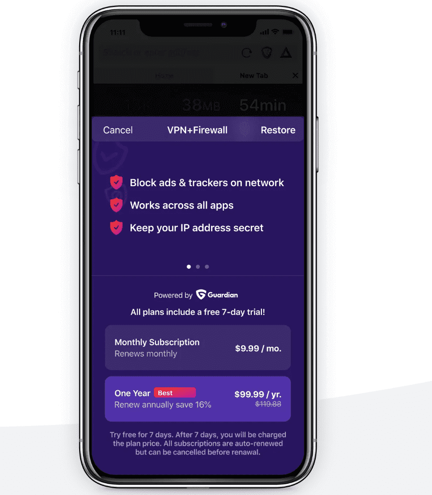 Brave Guardian Firewall + VPN