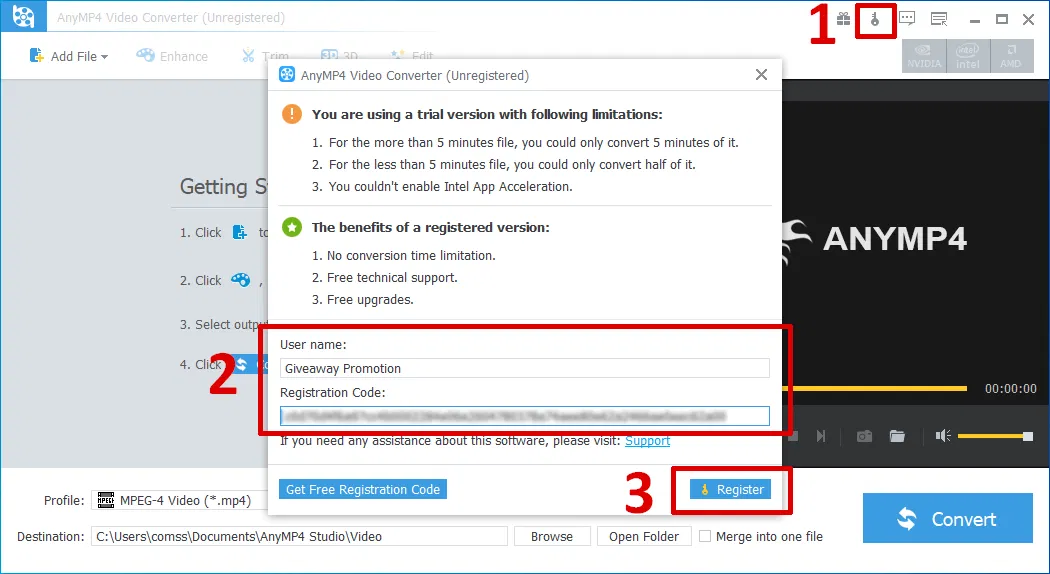 ���������� �������� AnyMP4 Video Converter