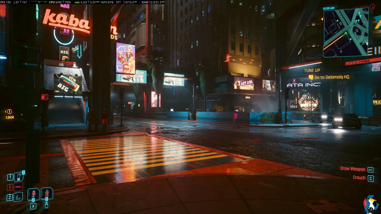 Steam overlay performance monitor in Cyberpunk 2077 on Linux