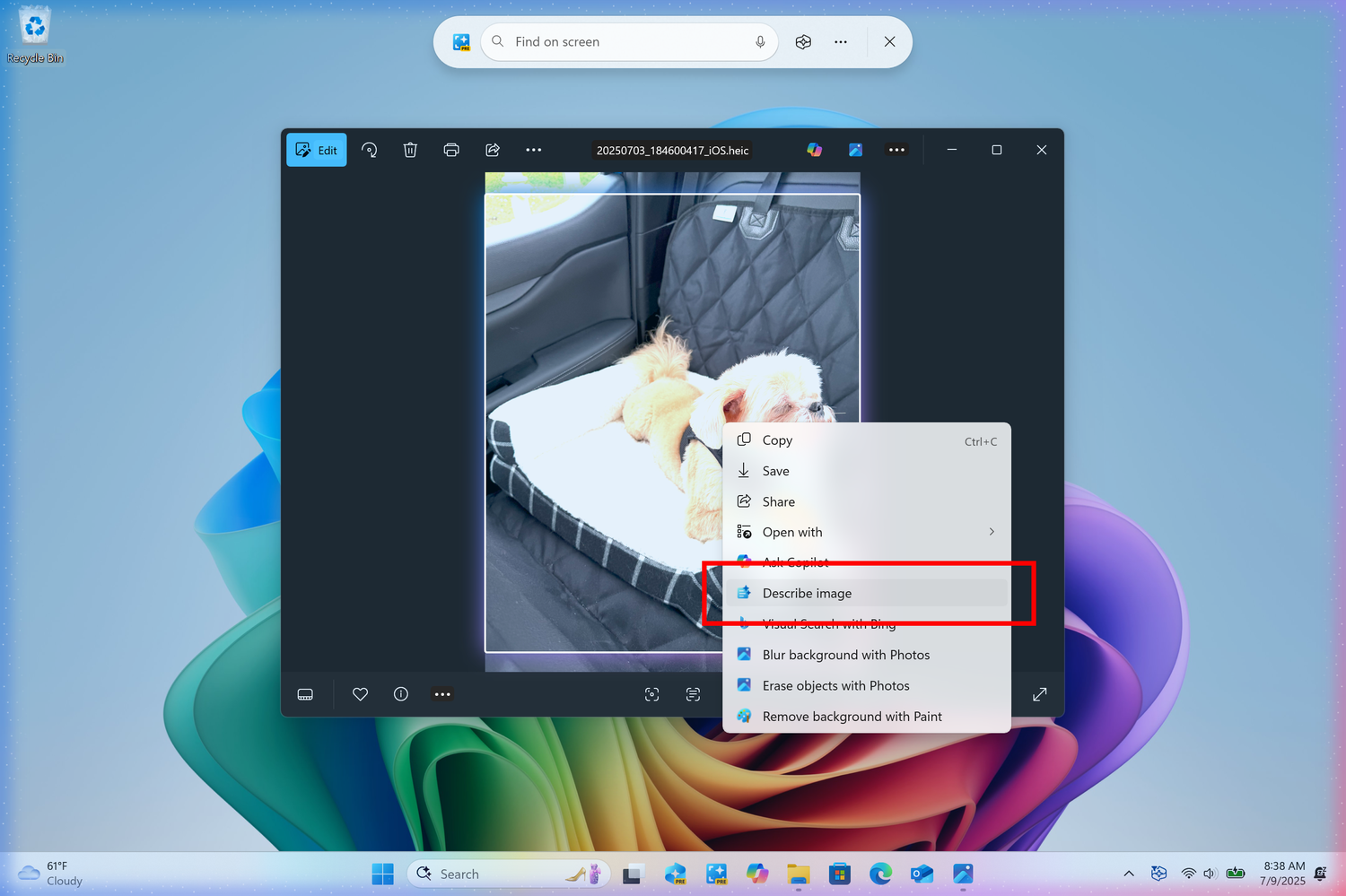 ������� �������� ����������� � ���� Click to Do