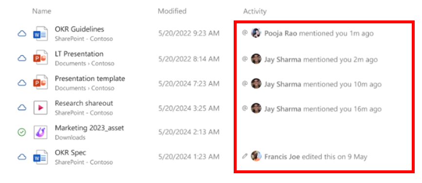 Колонка «Активность» на главной странице Проводника с иконками людей