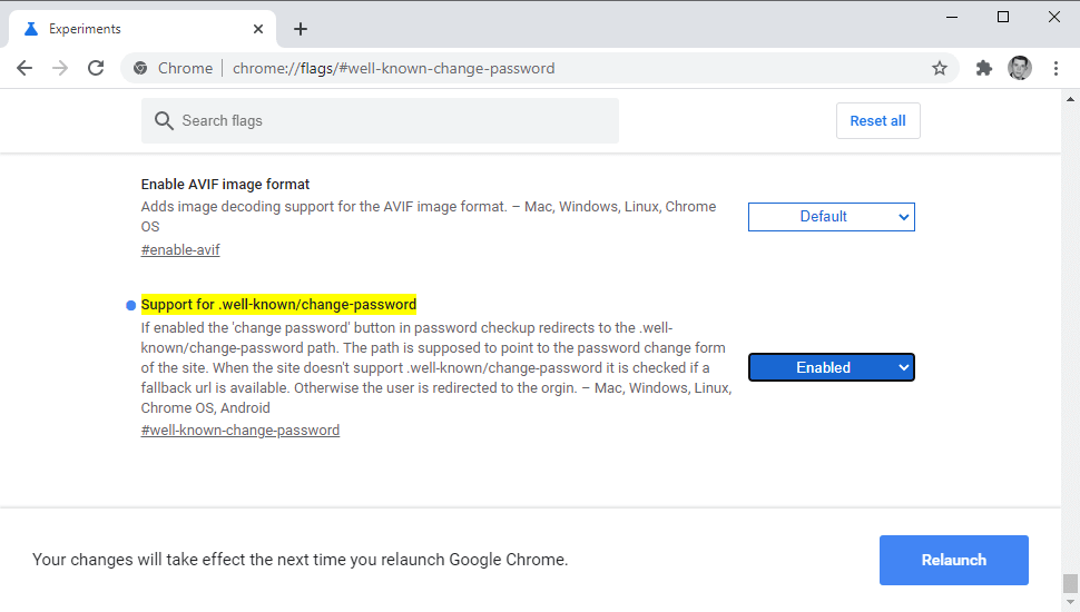 Support for .well-known/change-password