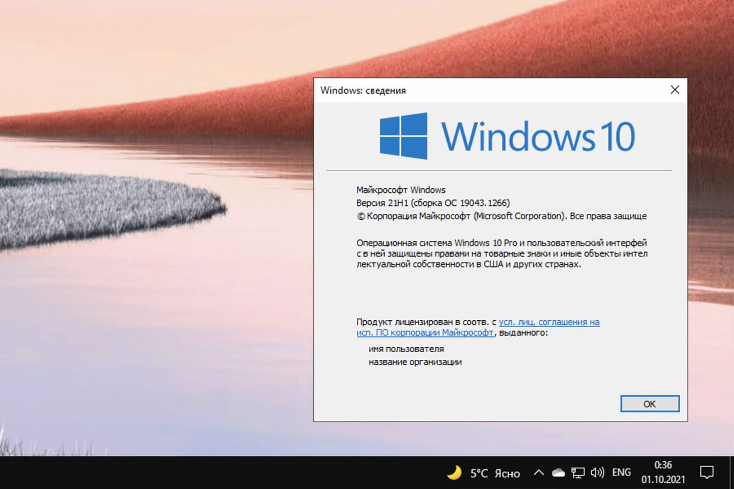 Windows 10, ������ 21H1 (������ �� 19043.1266)