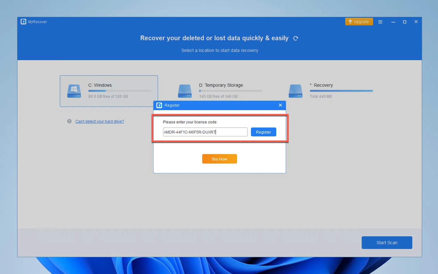 ���������� �������� AOMEI MyRecover Pro
