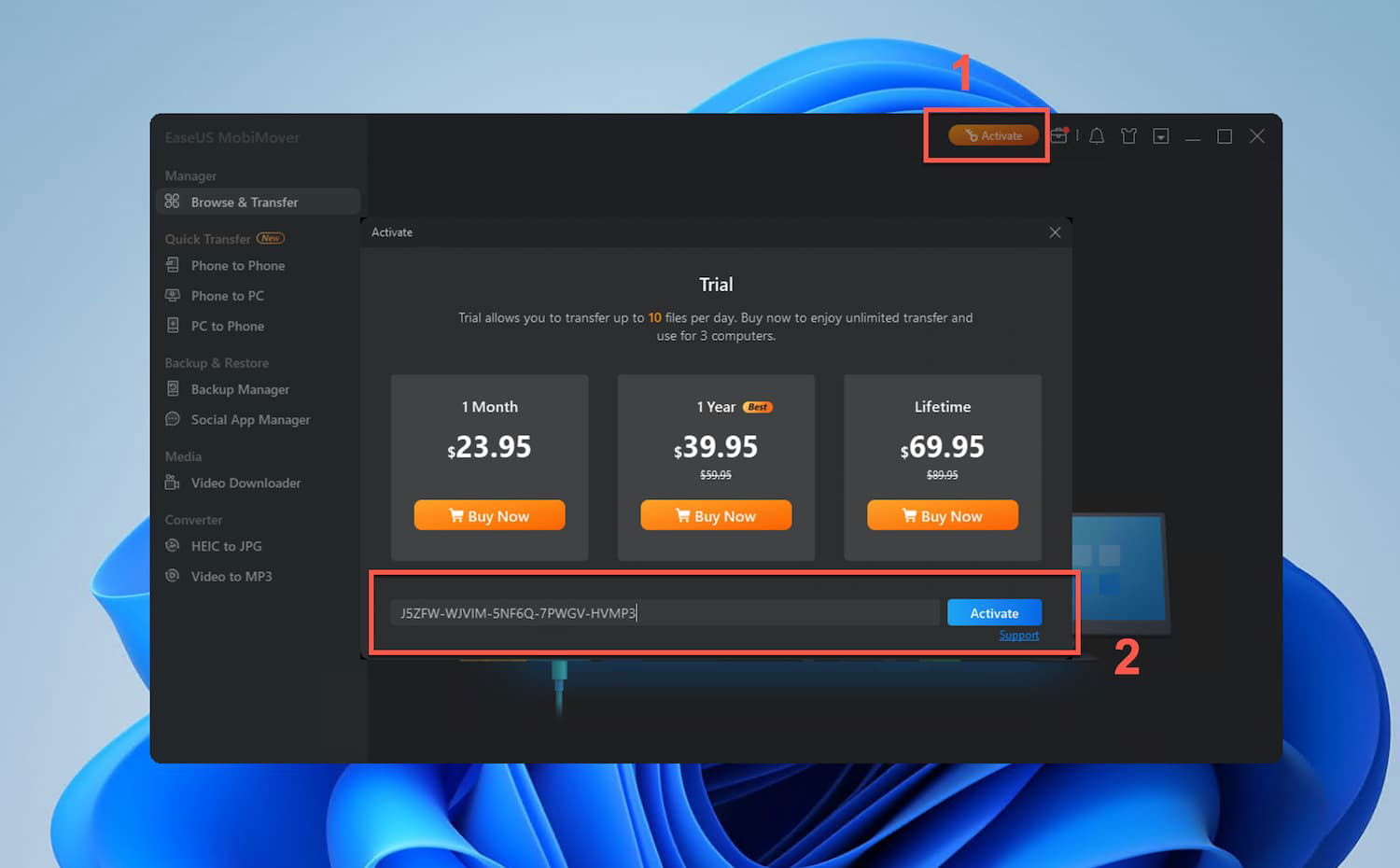 EaseUS MobiMover � ���������� �������� �� 1 ���