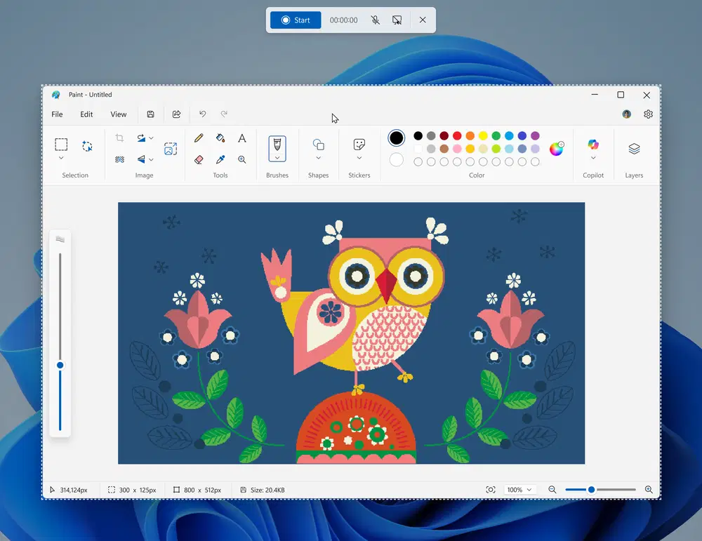 ��������� ������ ���� Paint � ������ ������� ����