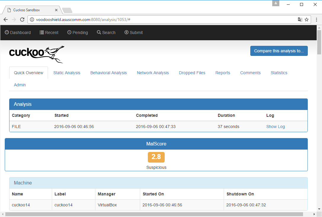 ����� VoodooShield 3: �������� ��������� Cuckoo