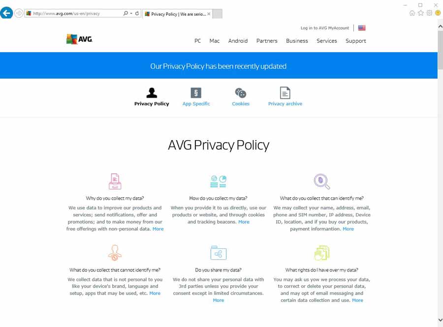 �������� ������������������ AVG 