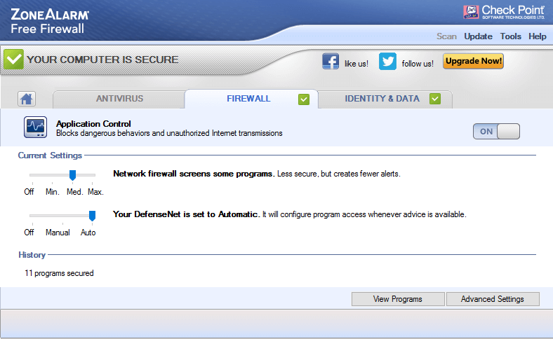 ����� ZoneAlarm Free Firewall 2017: �������� ����������: ������� ������