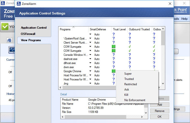 ����� ZoneAlarm Free Firewall 2017: �������� ����������