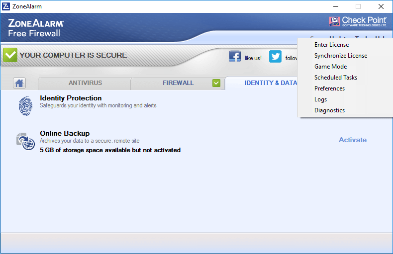 ����� ZoneAlarm Free Firewall 2017: ������ ������������ ������