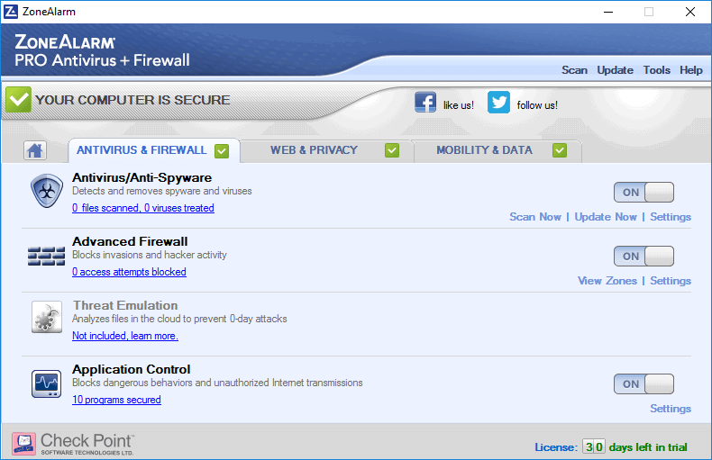 ����� ZoneAlarm PRO Antivirus + Firewall 2017: ��������� � �������