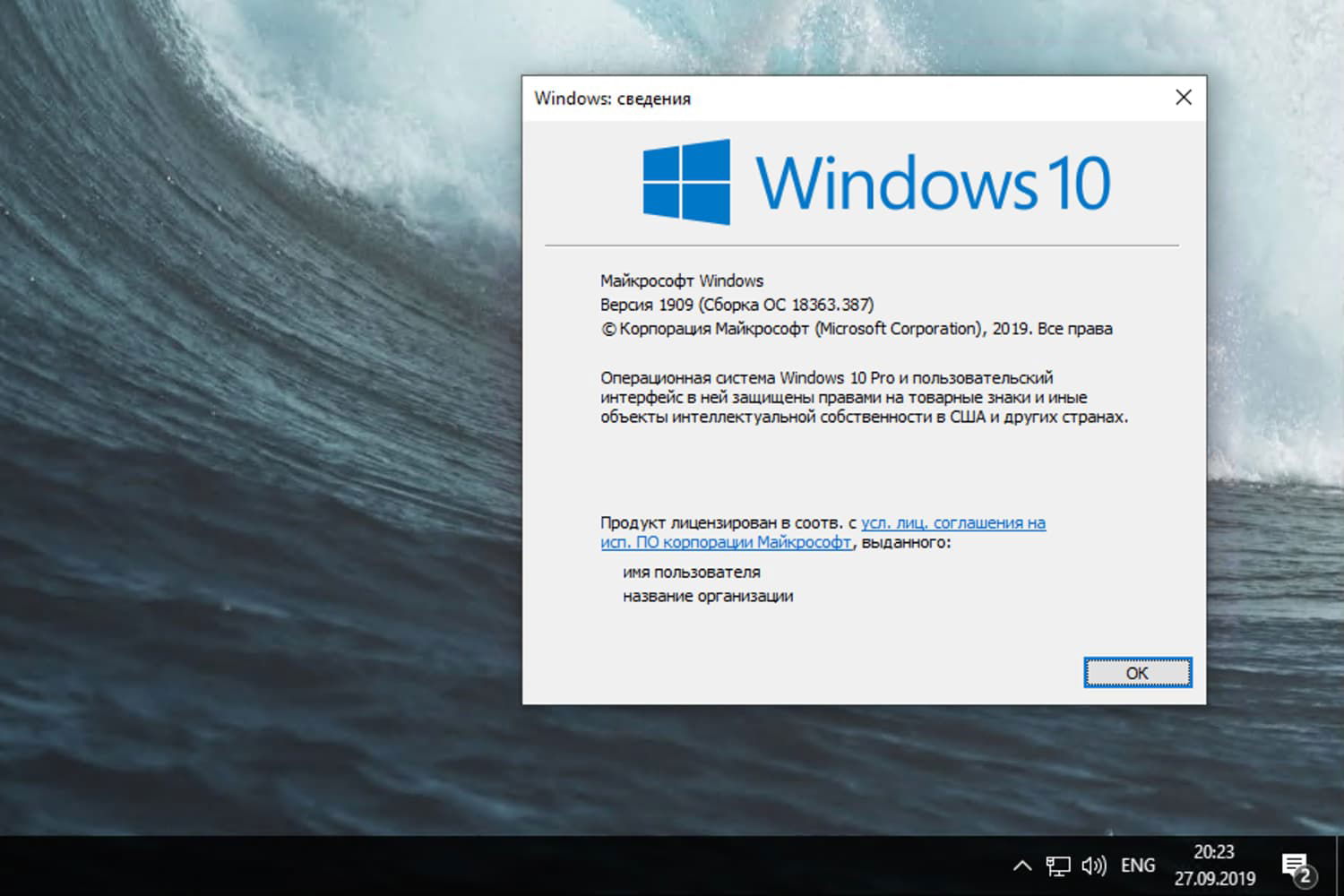 Windows 10 Build 18363.387 (������ 1909)