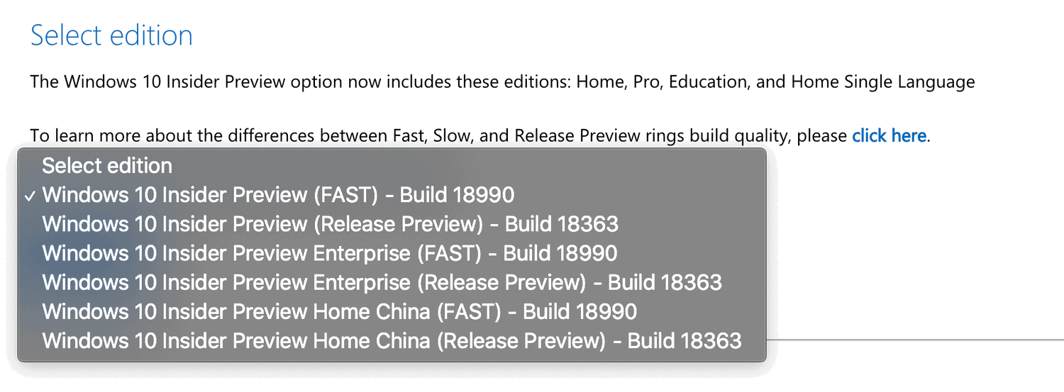 ������� Windows 10 Insider Preview build 18990